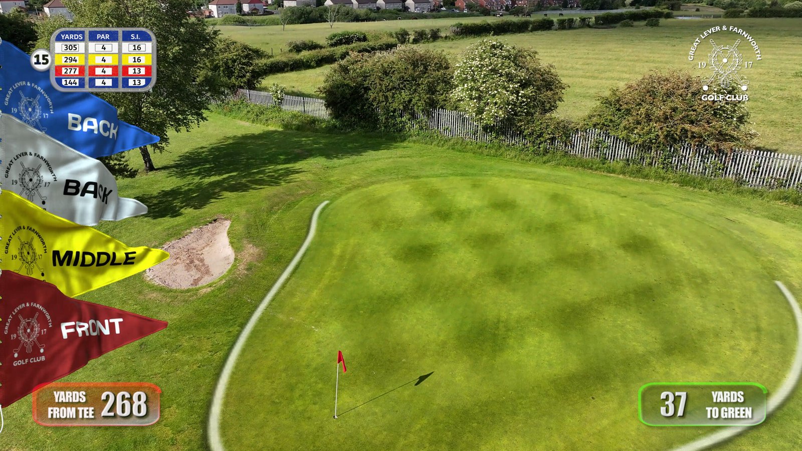Green complex and bunkering at Great Lever & Farnworth Golf Club