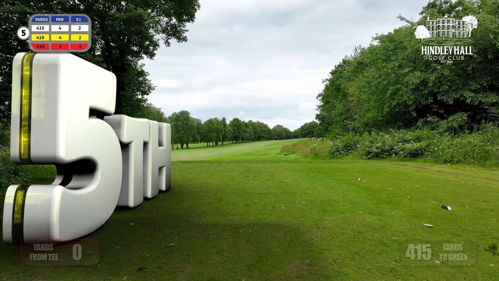 Drone shot showing 5th tee at Hindley Hall Golf Club
