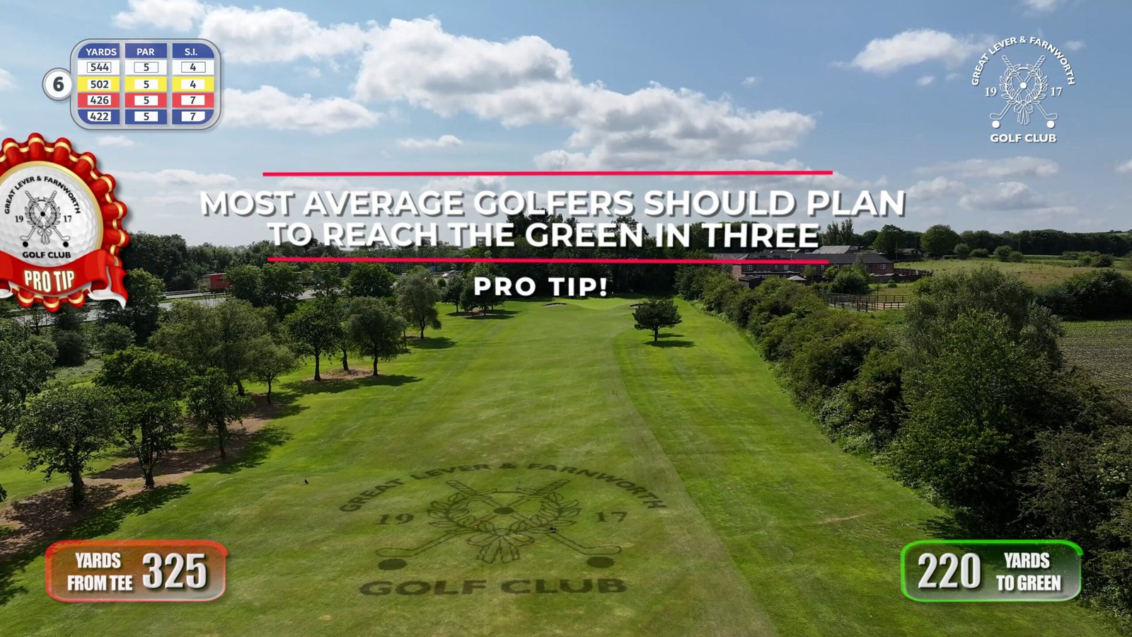 Aerial view of fairway at Great Lever & Farnworth Golf Club, Bolton
