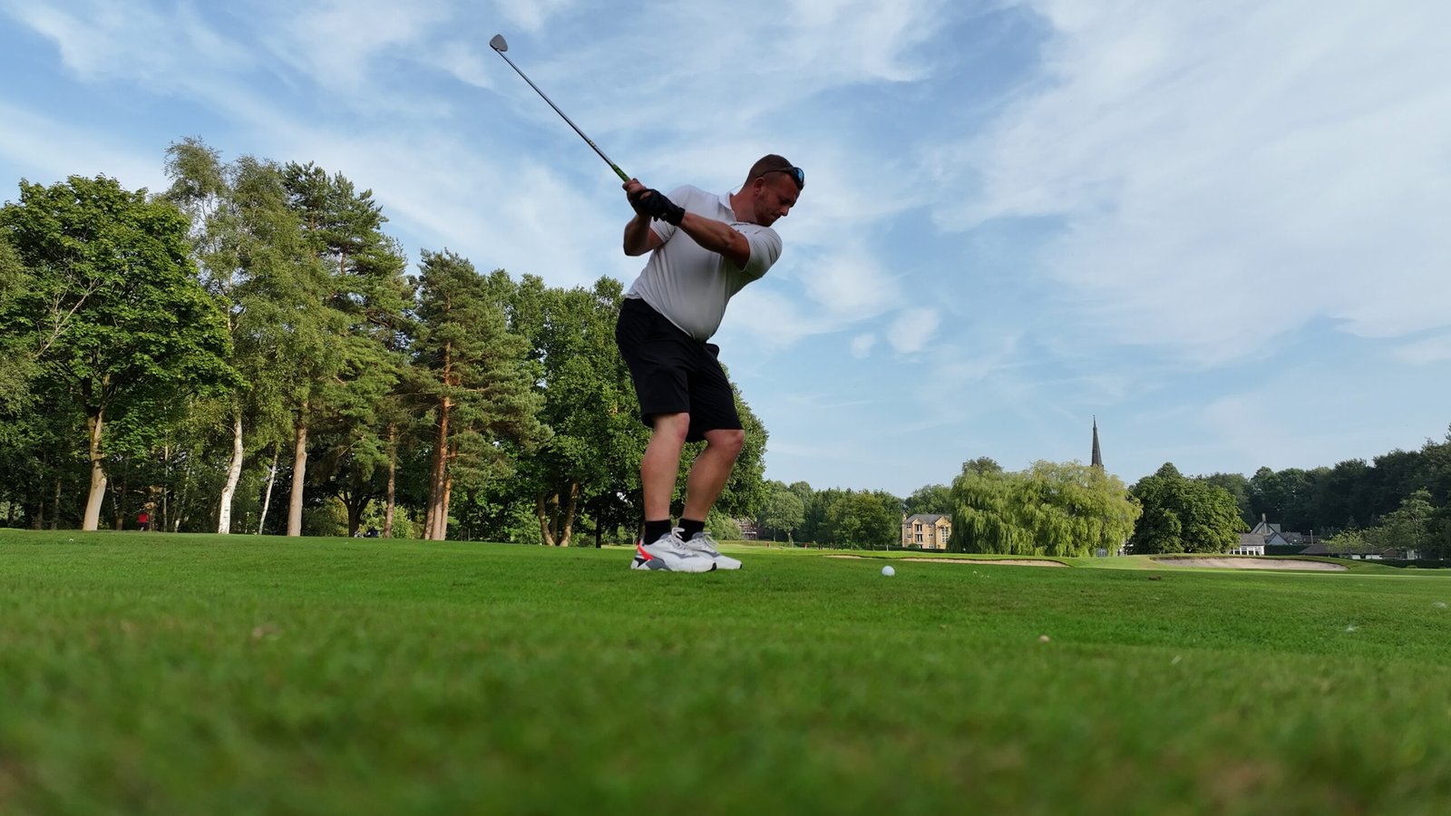 Golfer on the 17th fairway at Worsley Golf Club