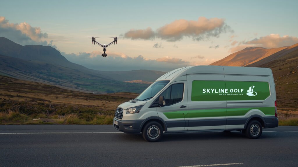 Cinematic drone flyover of golf hole